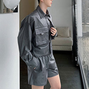 Three-dimensional Pocket Shirt and Shorts Suit Two Piece Sets