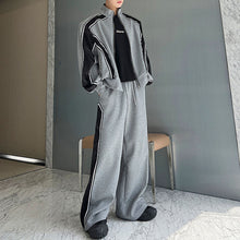 Load image into Gallery viewer, Stitching Contrast Striped Shoulder Pad Sweatshirt Casual Sports Pants Two-piece Set
