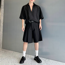 Load image into Gallery viewer, Satin Cropped V-neck Casual Shirt