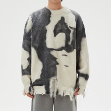 Load image into Gallery viewer, Tie-dye Paneled Fringed Ripped Sweater