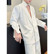 Load image into Gallery viewer, Adjustable Collar Deep Plunging V Neck Cutout Loose Shirt