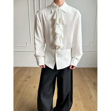 Load image into Gallery viewer, Court-style Detachable Ruffled Collar Waist Belt Shirt