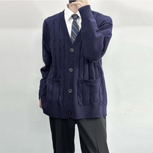 Load image into Gallery viewer, Black DK Uniform Long Sleeve Cardigan Sweater