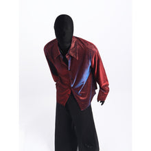 Load image into Gallery viewer, Loose-fit Long-sleeve Ice Silk Shirt with Shoulder Pads