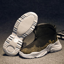 Load image into Gallery viewer, Vintage Gold Embroidered High Top Shoes