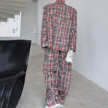 Load image into Gallery viewer, Notch Lapel Loose Blazer Casual Trousers Plaid Suit Two-piece Suit