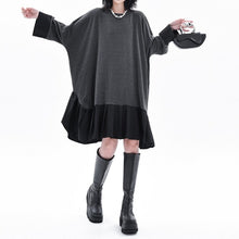 Load image into Gallery viewer, Womens Loose Casual Color Block Patchwork Midi Dress