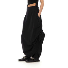 Load image into Gallery viewer, Black Drawstring Irregular Skirt