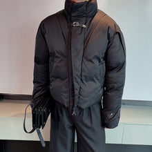 Load image into Gallery viewer, Stand Collar Leather Button Warm Cotton Jacket