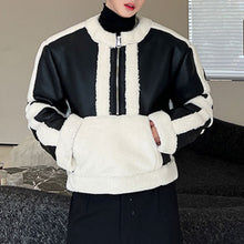 Load image into Gallery viewer, Winter PU Leather Contrast Stitching Short Jacket