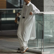 Load image into Gallery viewer, Japanese Retro Striped Knee-length Shirt