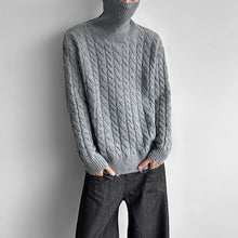 Load image into Gallery viewer, Off-shoulder Zip-up Turtleneck Cable Knit Sweater
