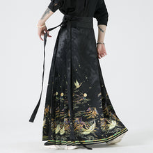 Load image into Gallery viewer, Crane Print Retro Horse-face Skirt Hanfu