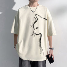 Load image into Gallery viewer, Cat print short-sleeve T-shirt