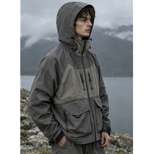 Load image into Gallery viewer, Color-blocked Large Pocket Shooded Windbreaker