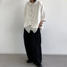 Load image into Gallery viewer, Cotton And Linen Buttoned Pleated Shirt