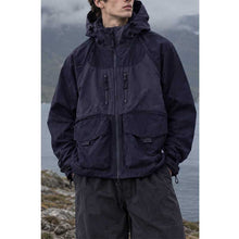 Load image into Gallery viewer, Color-blocked Large Pocket Shooded Windbreaker