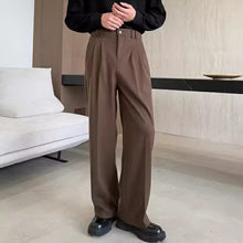 Load image into Gallery viewer, Pleated Straight-leg Woolen Loose Trousers