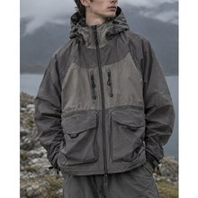 Load image into Gallery viewer, Color-blocked Large Pocket Shooded Windbreaker