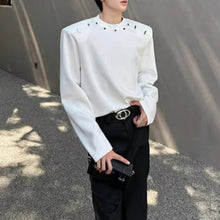 Load image into Gallery viewer, Metallic Embellished Padded Shoulder Pullover T-shirt