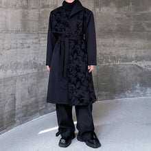 Load image into Gallery viewer, Winter Woolen Jacquard Stitching Stand Collar Trench Coat
