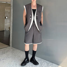 Load image into Gallery viewer, Contrast Color Stitching Sleeveless Vest Straight Shorts Two-piece Set