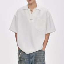 Load image into Gallery viewer, Fake Two-piece American Polo Collar Loose T-shirt