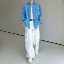 Load image into Gallery viewer, Loose-Fit Striped Collared Shirt
