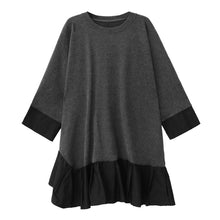 Load image into Gallery viewer, Womens Loose Casual Color Block Patchwork Midi Dress