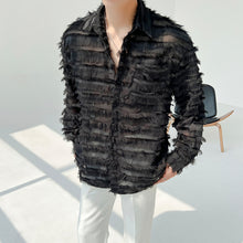 Load image into Gallery viewer, Tassel Striped Hollow Loose Shirt