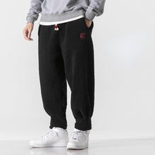Load image into Gallery viewer, Retro Thick Velvet Embroidered Drawstring Trousers