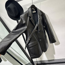 Load image into Gallery viewer, Vintage Pu Leather Suit Jacket
