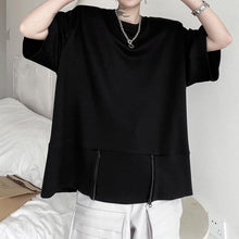 Load image into Gallery viewer, Hem Zipper Panel Shoulder Pads T-Shirt