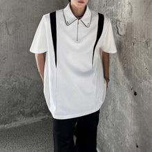 Load image into Gallery viewer, Padded Shoulder Contrast Color Stitching POLO Shirt