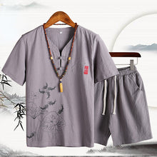 Load image into Gallery viewer, T-shirt Linen Cotton Two-piece Suit