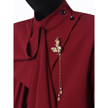 Load image into Gallery viewer, Mock-neck Shirt with Scarf-style Tie Detail