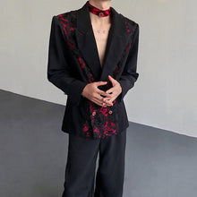 Load image into Gallery viewer, Vintage 3D Rose Velvet Jewel Tie-Strap Blazer