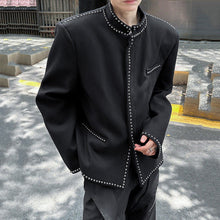 Load image into Gallery viewer, Cropped Stand Collar Blazer with Studs