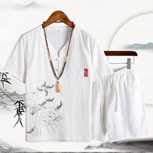 Load image into Gallery viewer, T-shirt Linen Cotton Two-piece Suit