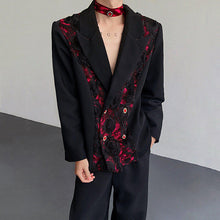 Load image into Gallery viewer, Vintage 3D Rose Velvet Jewel Tie-Strap Blazer