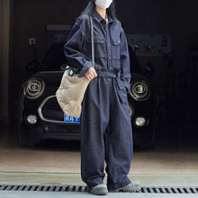 Load image into Gallery viewer, Denim Workwear Loose Lace-up Jumpsuit