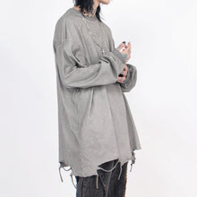 Load image into Gallery viewer, Distressed Washed Hem Hand Cut Holes Loose T-shirt