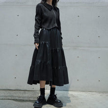 Load image into Gallery viewer, Black Leather Crop PU Skirt