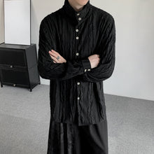 Load image into Gallery viewer, Textured Pleated High Collar Shirt