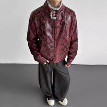Load image into Gallery viewer, Python-textured Cotton Leather Jacket