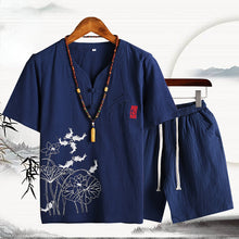 Load image into Gallery viewer, T-shirt Linen Cotton Two-piece Suit