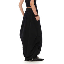 Load image into Gallery viewer, Black Drawstring Irregular Skirt