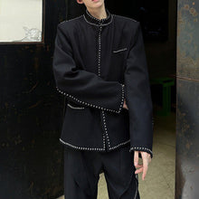 Load image into Gallery viewer, Cropped Stand Collar Blazer with Studs