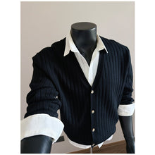 Load image into Gallery viewer, V-neck Striped Knit Cardigan