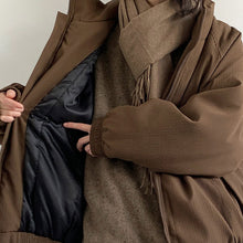 Load image into Gallery viewer, Retro Coffee Vertical Striped Cotton Coat